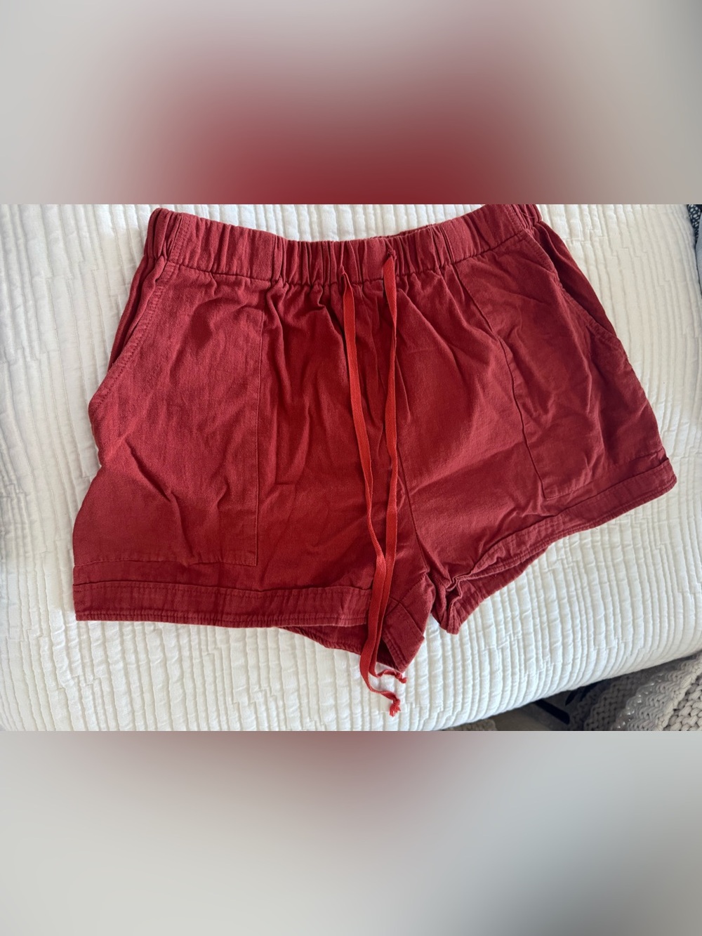 Women’s Drawstring Casual Shorts - rust color